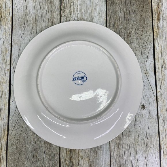 Gibson Dining Gibson Four Seasons All White Embossed Fruit Floral Stoneware Dinner Plate Set